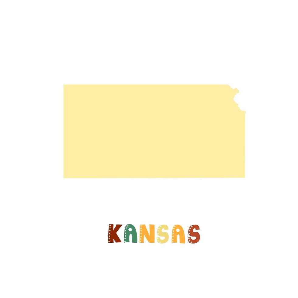 coleção dos EUA. mapa de kansas - silhueta amarela vetor