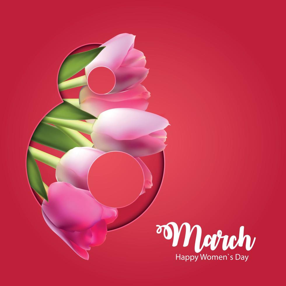 cartaz ilustração vetorial cartão floral feliz dia da mulher internacional 8 de março vetor