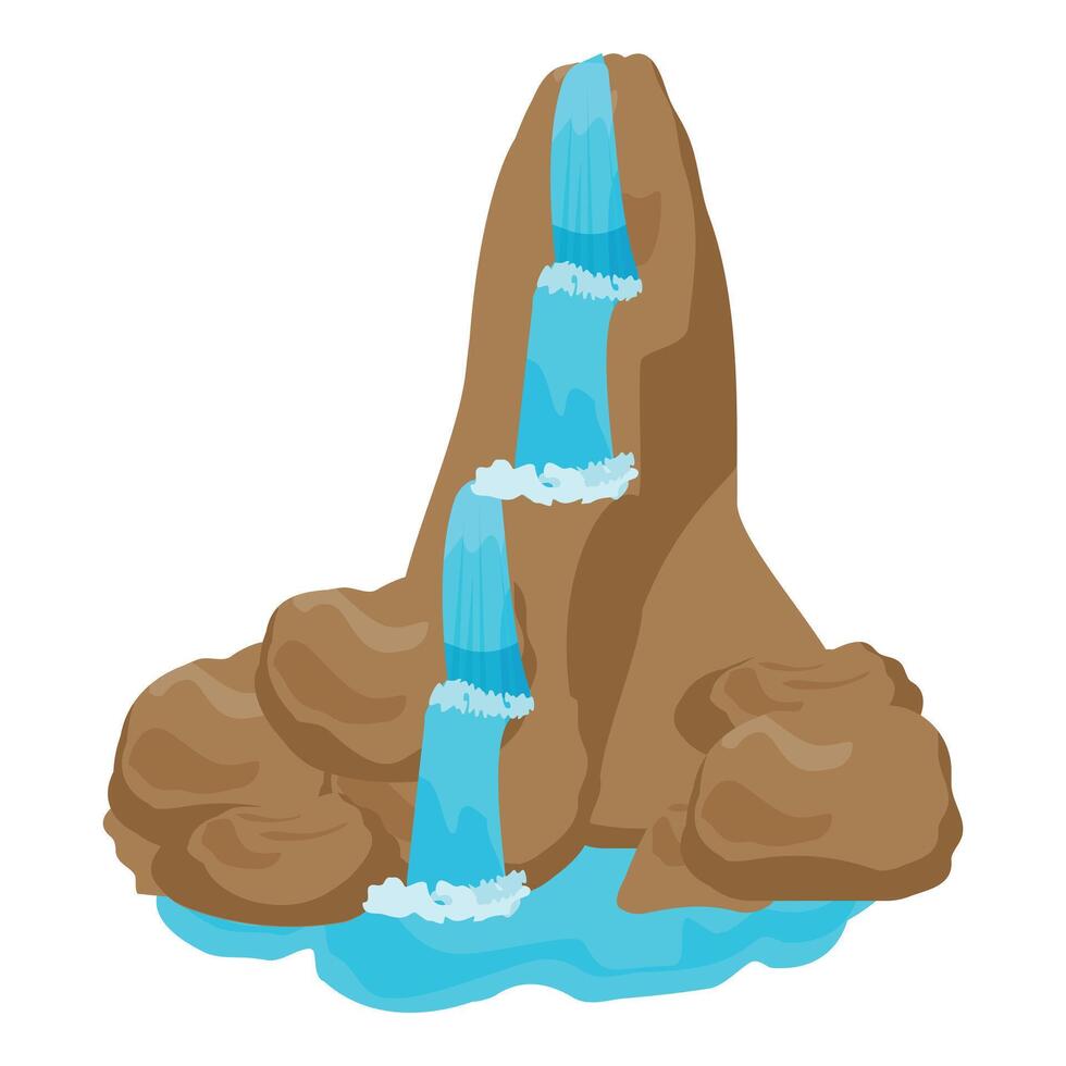 vibrante desenho animado cascata panorama ilustração com em cascata água. montanha corrente vetor