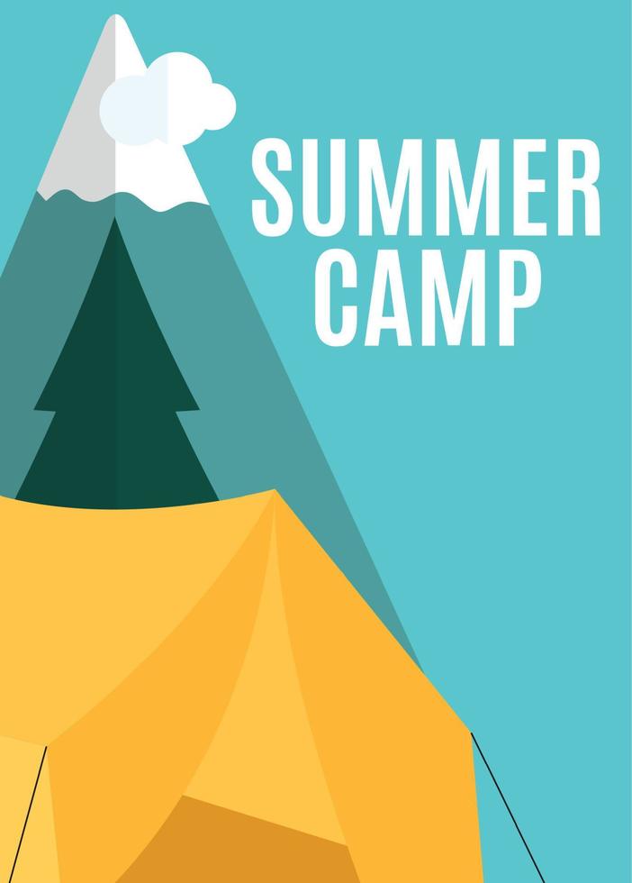 fundo de natureza de acampamento de verão em estilo simples e moderno com texto de exemplo vetor