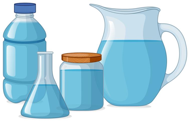 Diferentes tipos de recipientes com água fresca vetor
