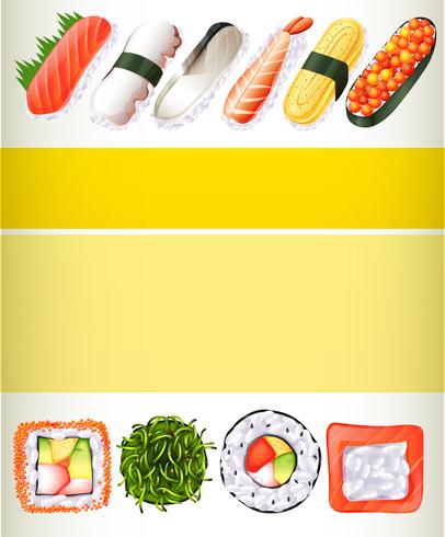 Design de cartaz com diferentes rolos de sushi vetor