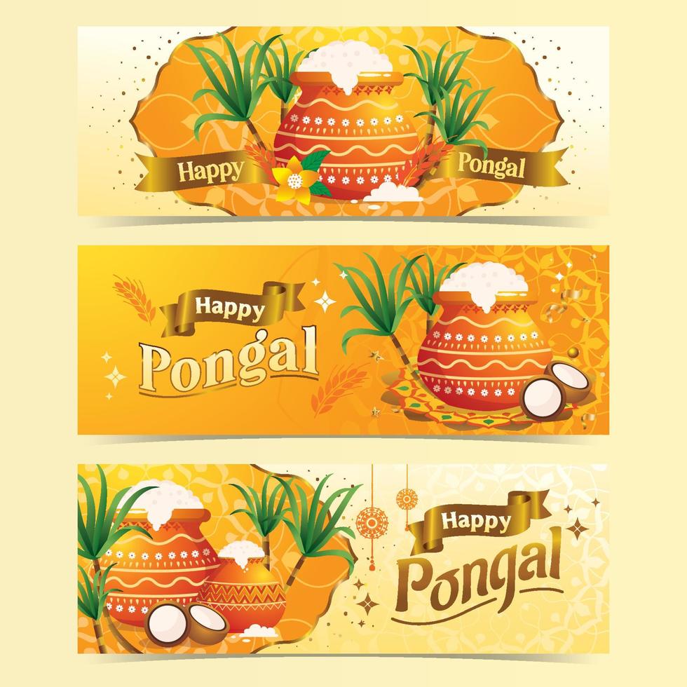 banner de saudação pongal feliz vetor