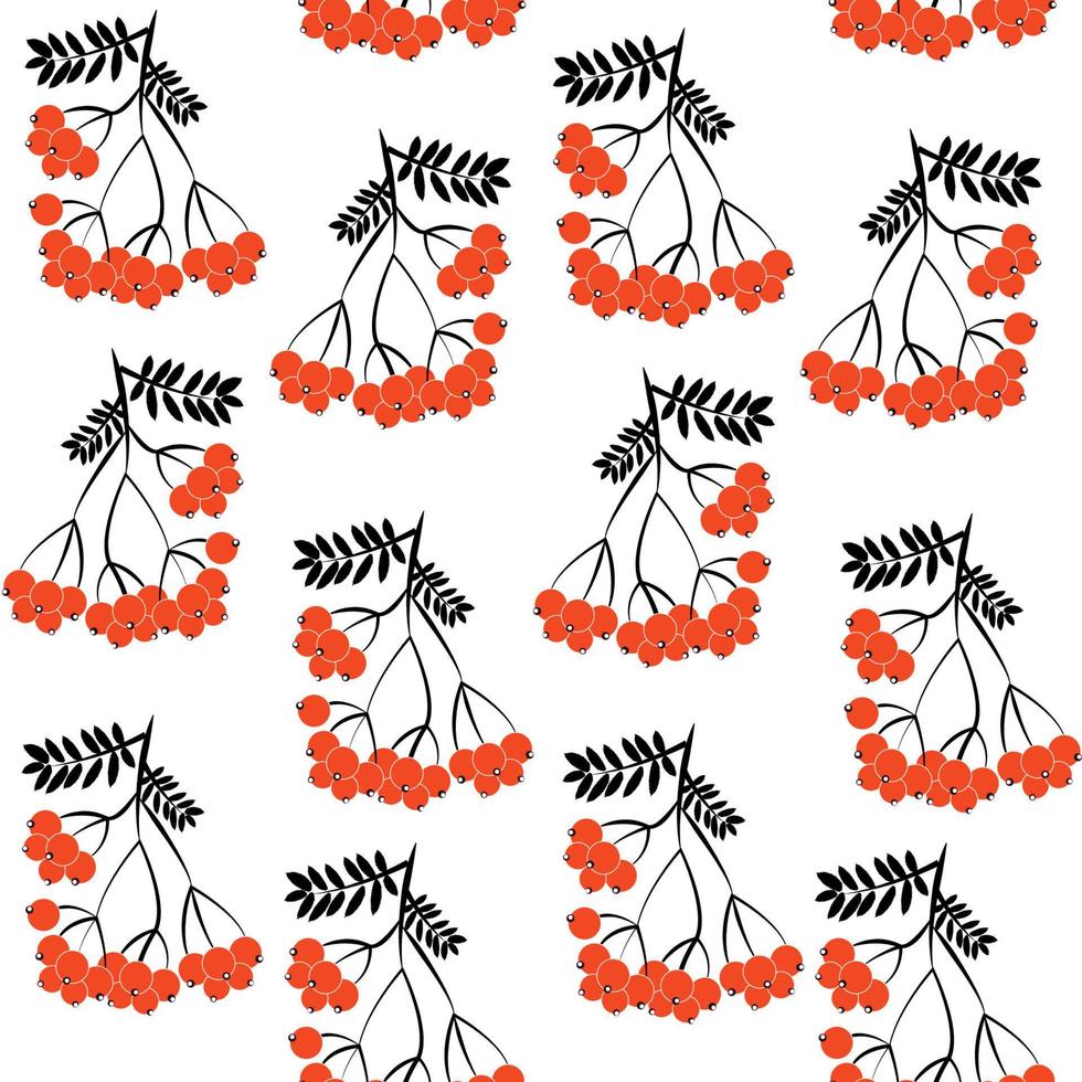 Seamless pattern background com rowanberrys e folhas vetor