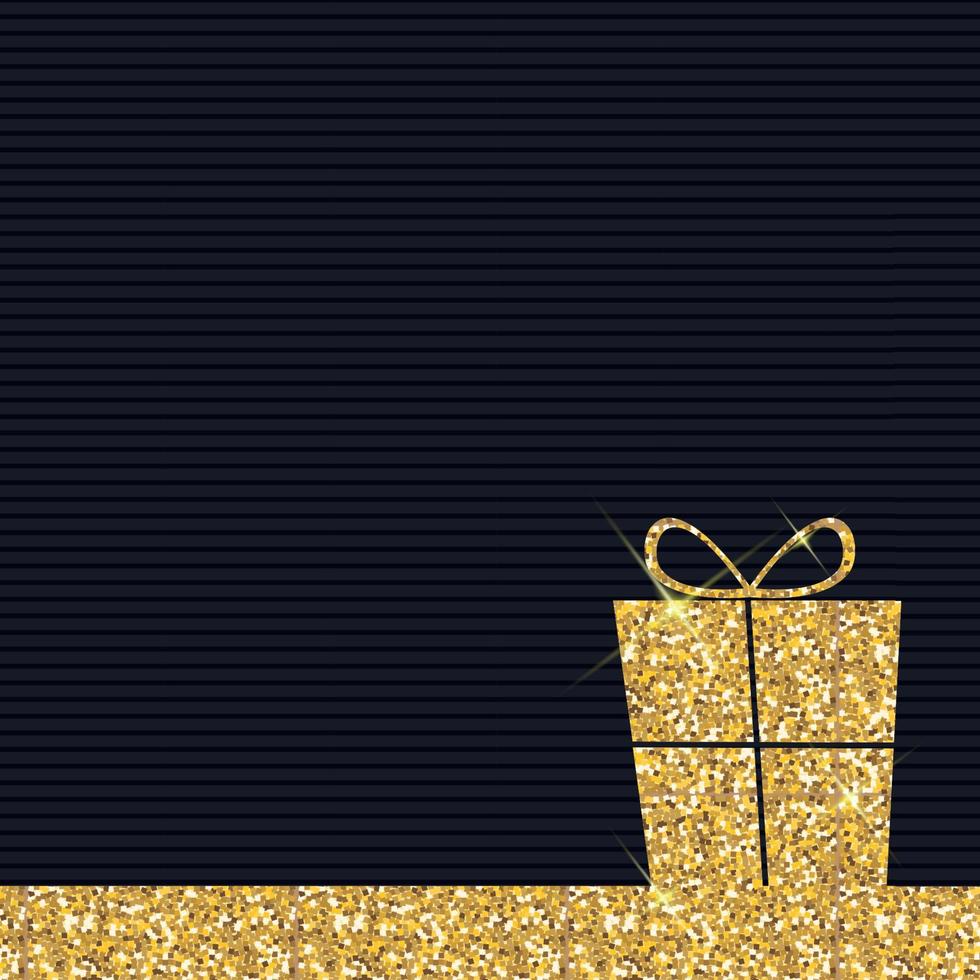 fundo de caixa de presente brilhante glitter dourado vetor