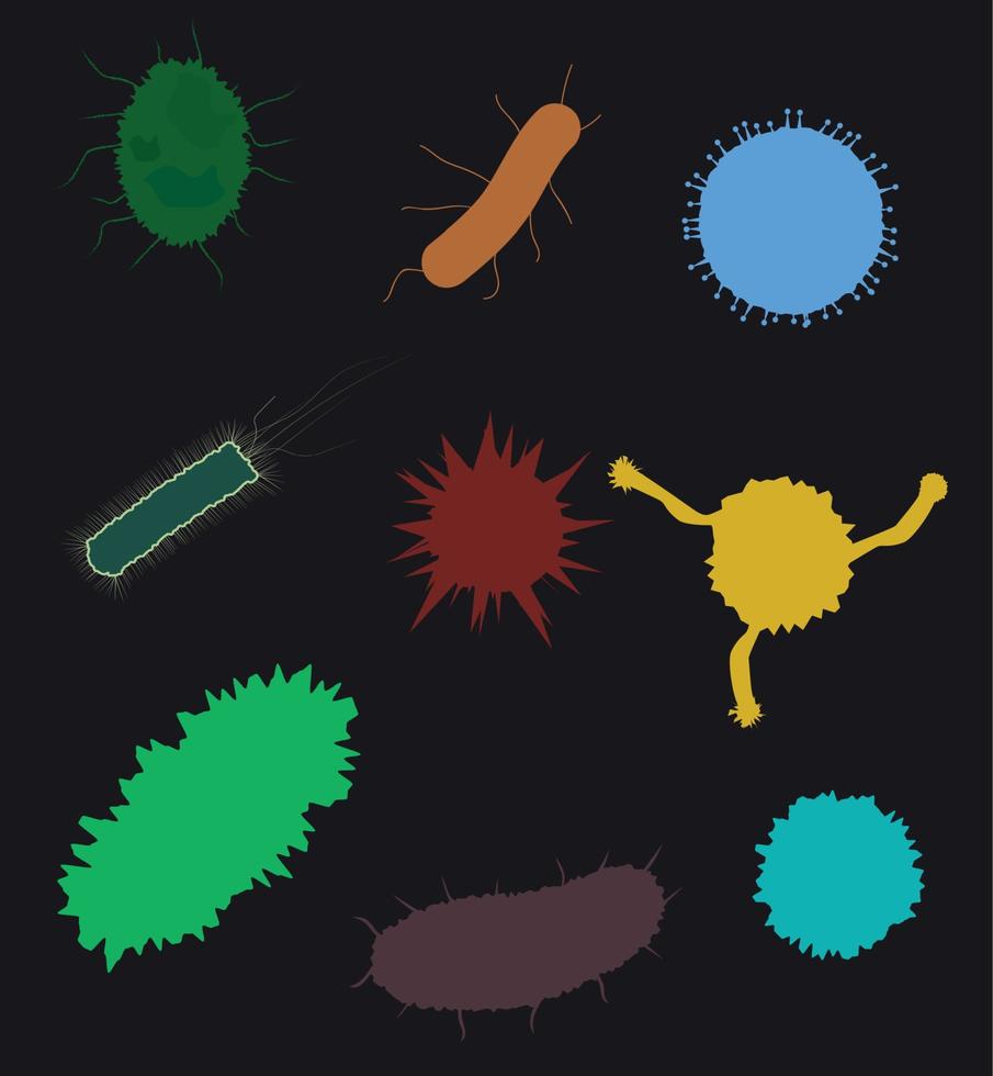 conjunto de variedades de vírus. ilustração vetorial. vetor