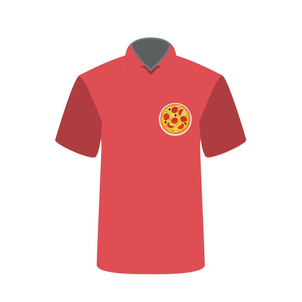 pizzaria de funcionário de t-shirt com imagem de pizza. ilustração vetorial. vetor
