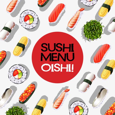 Menu design com rolos de sushi vetor