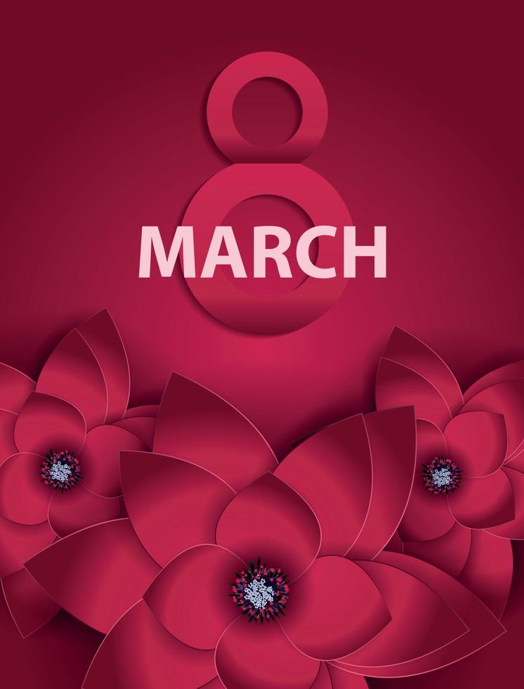 cartaz ilustração vetorial cartão floral feliz dia da mulher internacional 8 de março vetor