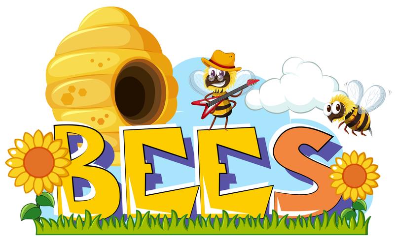 Design de palavras para abelhas vetor