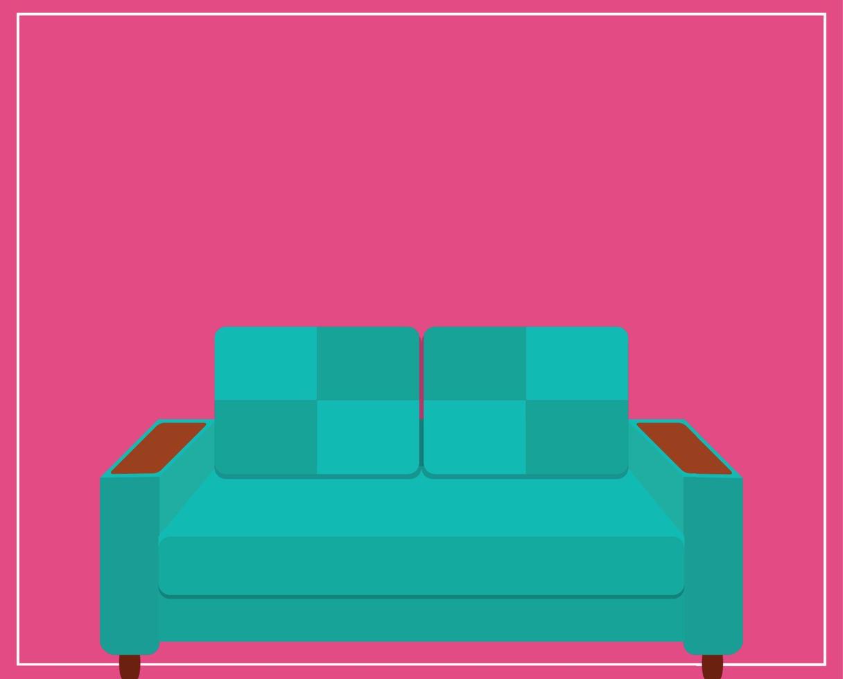 ícone de sofá azul em fundo rosa. ilustração vetorial. vetor