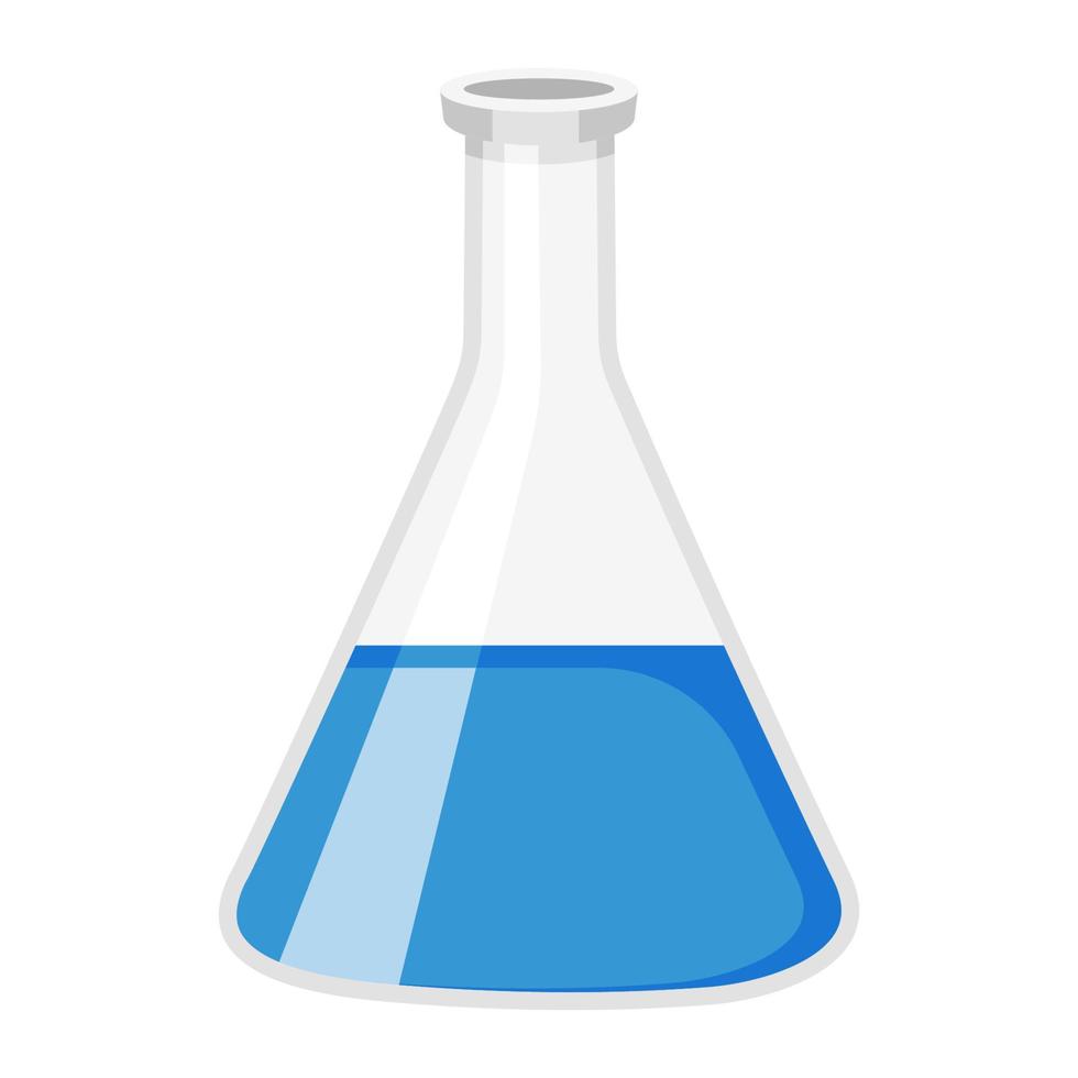 frasco de fundo triangular de copo para experimento químico vetor