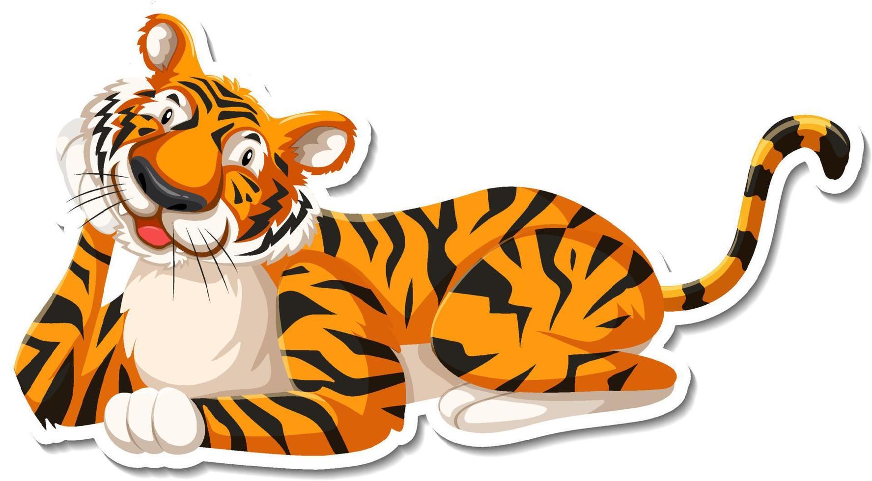 tigre deitado no chão personagem de desenho animado vetor