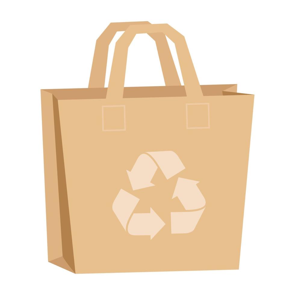 saco de papel com logotipo da reciclagem vetor