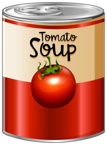 Sopa de tomate em lata de alumínio vetor