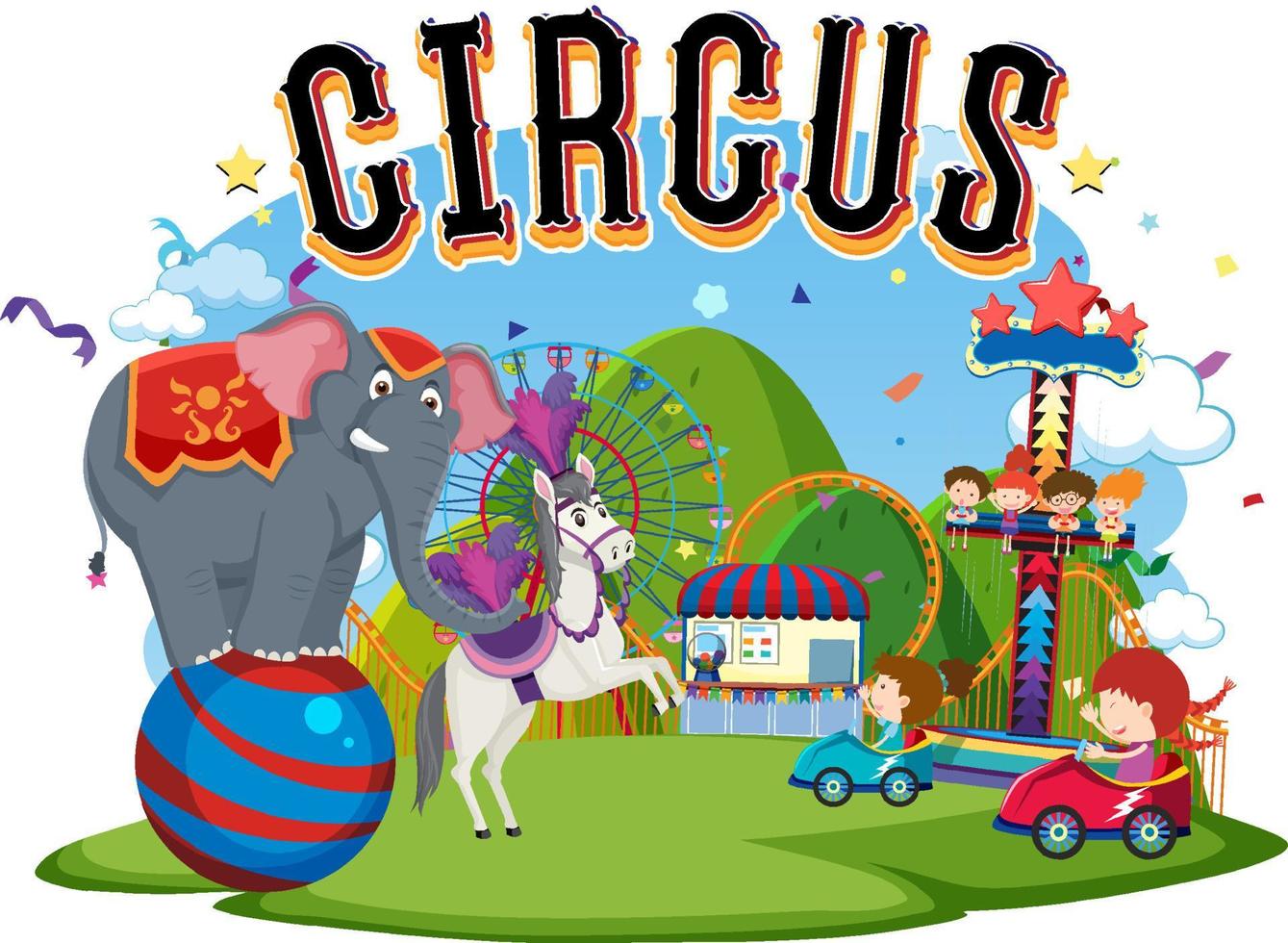 apresentação de animais de circo com logotipo de circo vetor