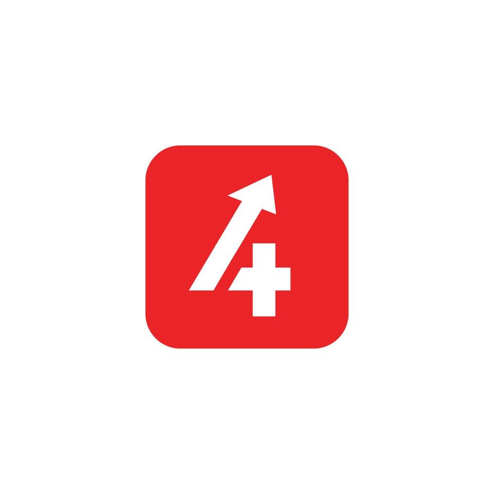 combinação de design de logotipo do número 4 e um símbolo de crescimento vetor