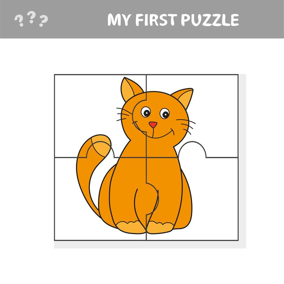 Meu primeiro quebra-cabeça. ilustração em vetor dos desenhos animados de um  jogo educacional de quebra-cabeça para crianças com touro