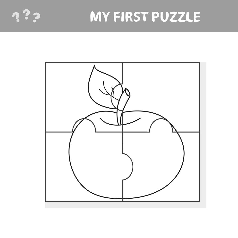 jogo de puzzle para crianças. planilha de desenvolvimento educacional - apple vetor