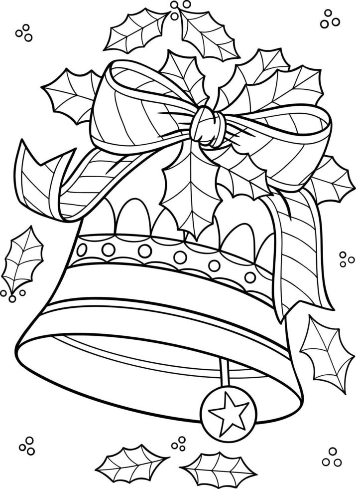 Desenhos de sino de natal kawaii para colorir