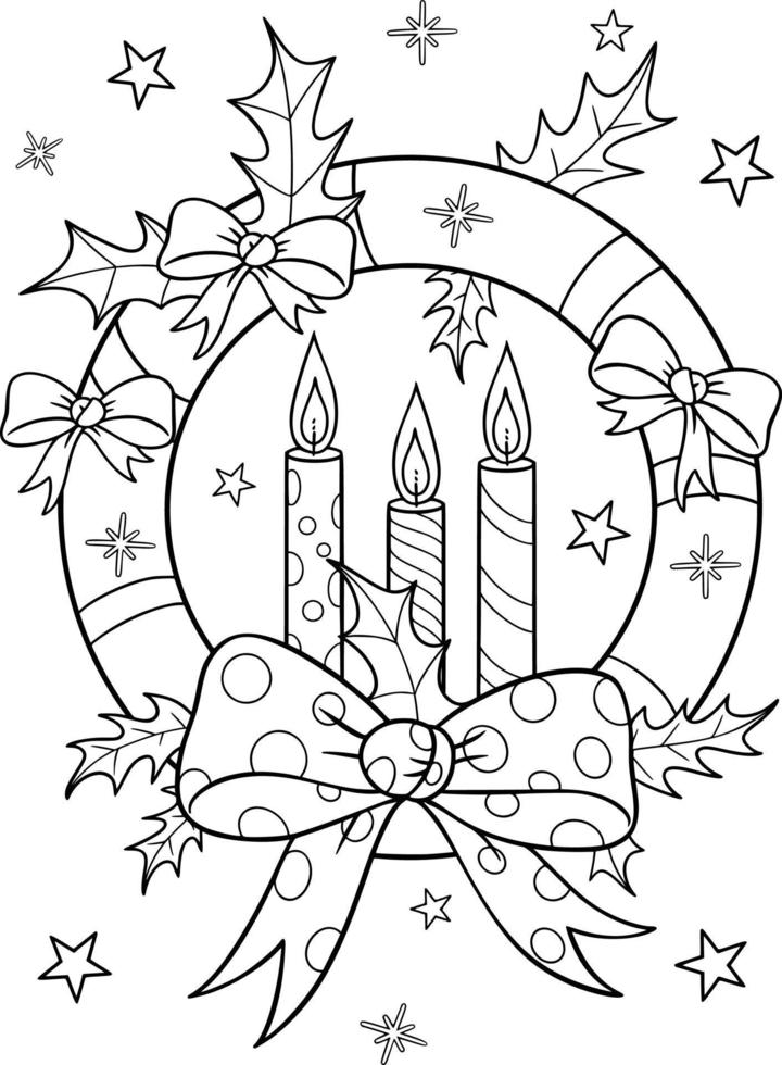 página para colorir de decoração de natal vetor
