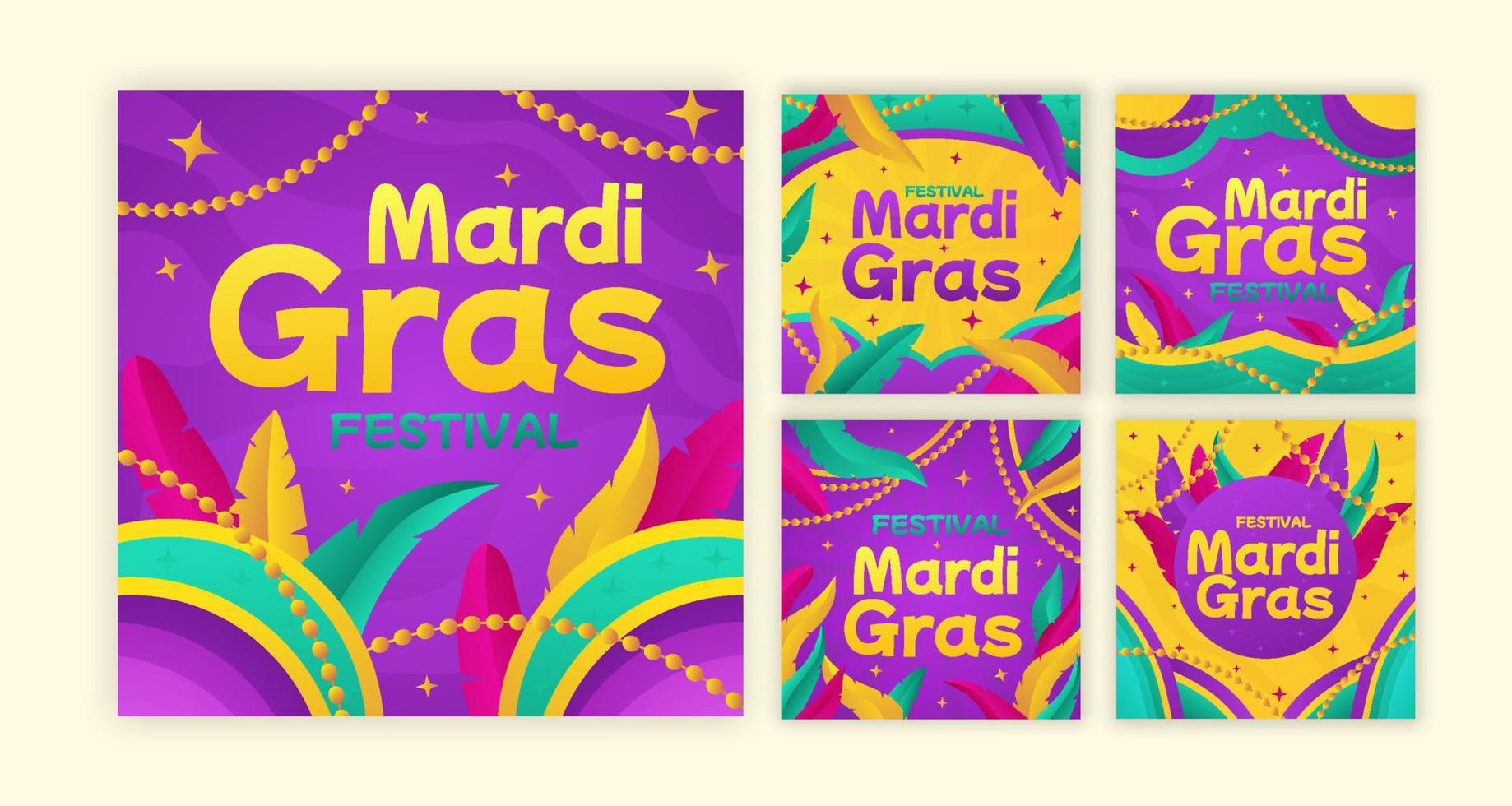 conjunto de banner da festa de mardi gras vetor