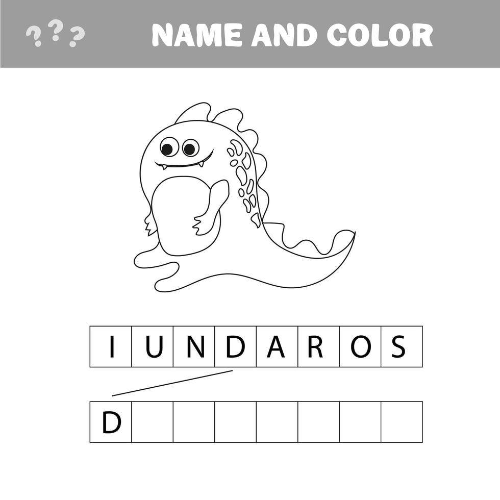 ilustração em vetor de dinossauro de desenho animado - livro de colorir e quebra-cabeças para crianças
