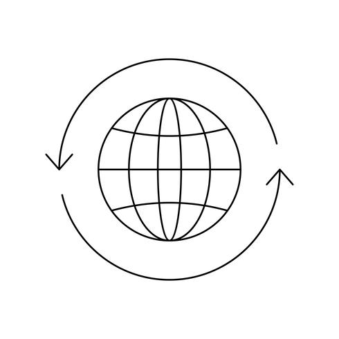 Ícone de linha preta do globo vetor