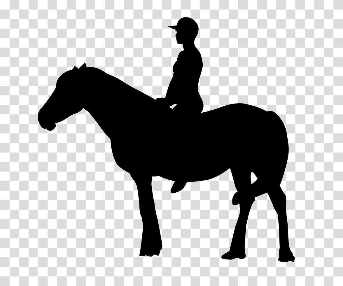 adesivo para cavaleiro de silhueta de carro no cavalo. especialista em adestramento de cavalos de equitação. ilustração vetorial. vetor
