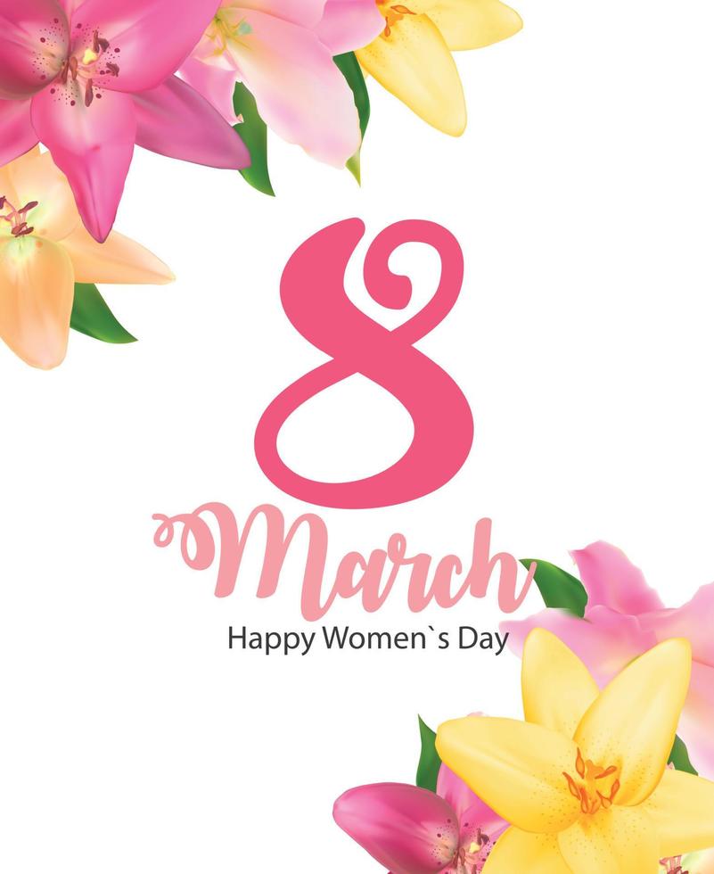 cartaz ilustração vetorial cartão floral feliz dia da mulher internacional 8 de março vetor