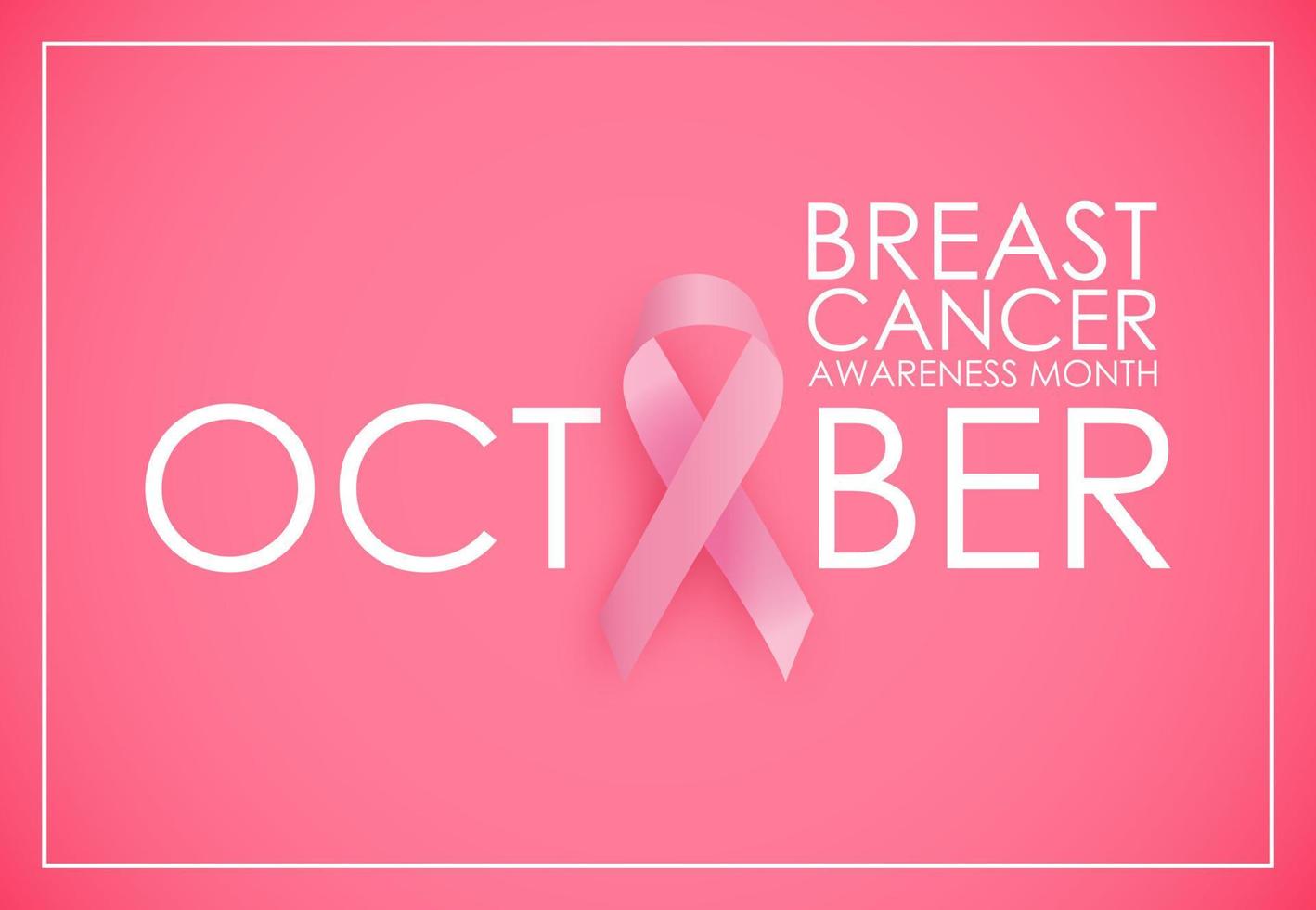 fundo do conceito do mês de conscientização do câncer de mama de outubro. sinal de fita rosa. ilustração vetorial vetor