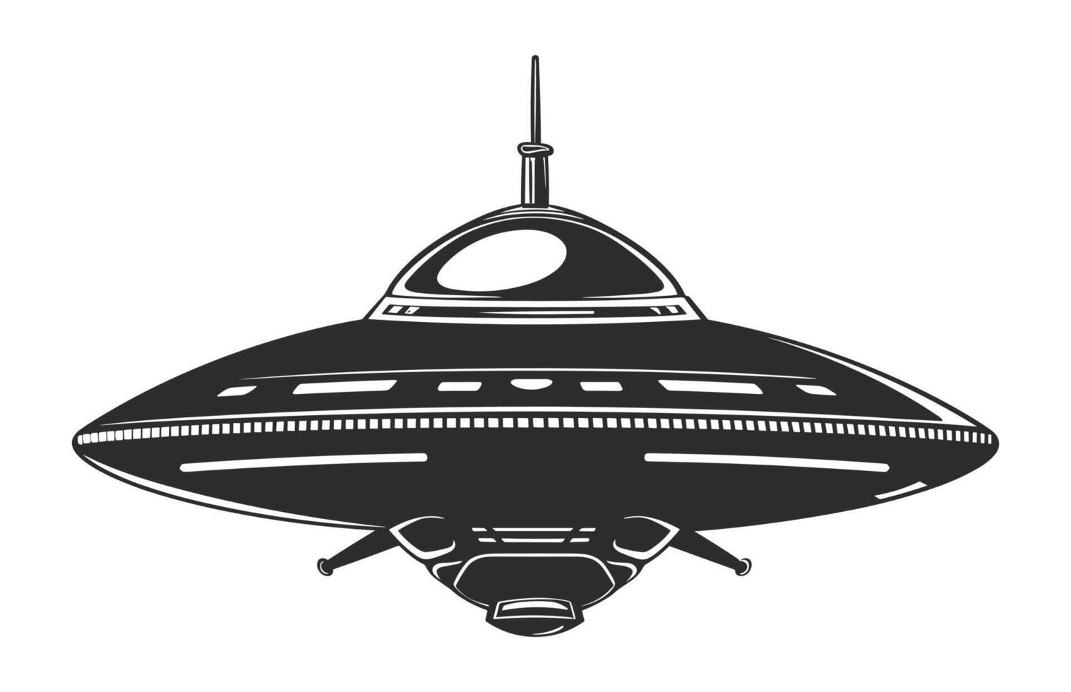 UFO estrangeiro nave espacial Preto silhueta coleção, simples estrangeiro navio símbolo, espaço vôo pires. vetor