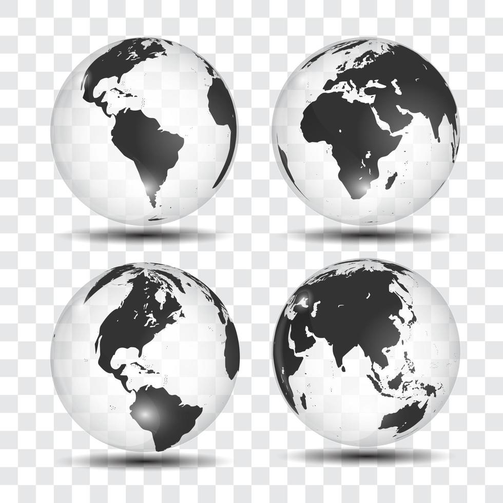 mapa-múndi realista em forma de globo da terra em fundo transparente. ilustração vetorial vetor