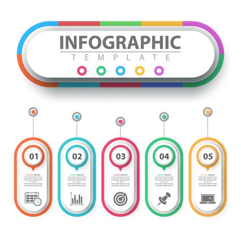 Infográfico de negócios. Modelo de origami de papel. vetor