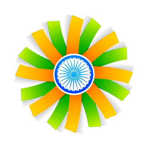 design de estilo bandeira indiana com roda vetor