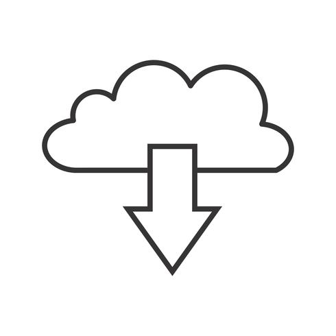 Ícone de linha preta de download de nuvem vetor