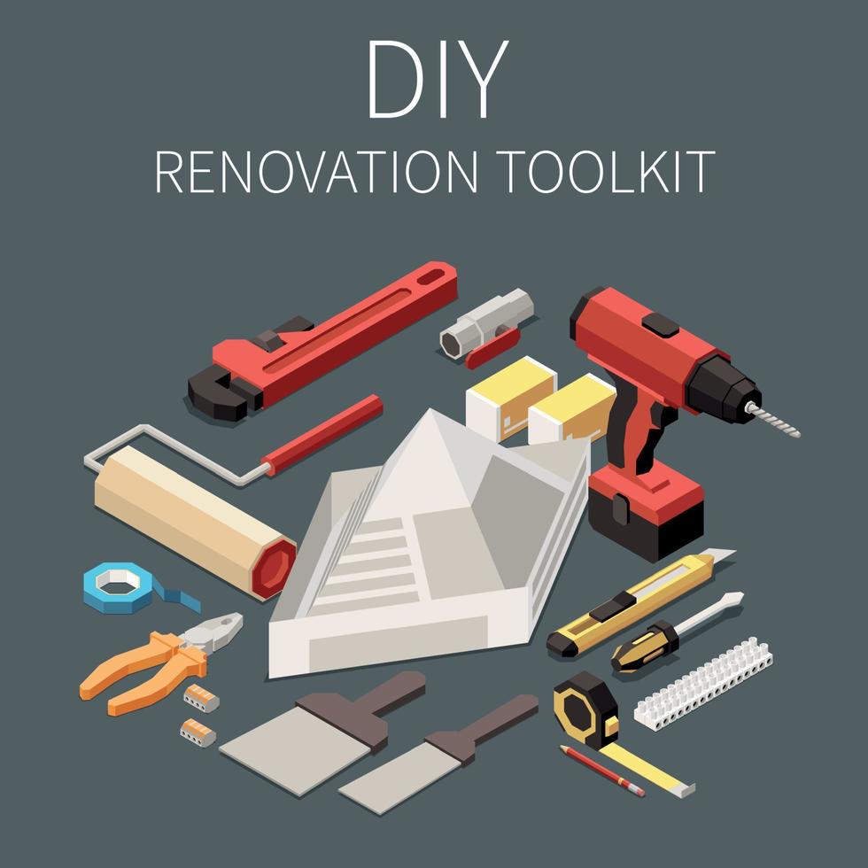 ilustração do kit de ferramentas faça você mesmo vetor