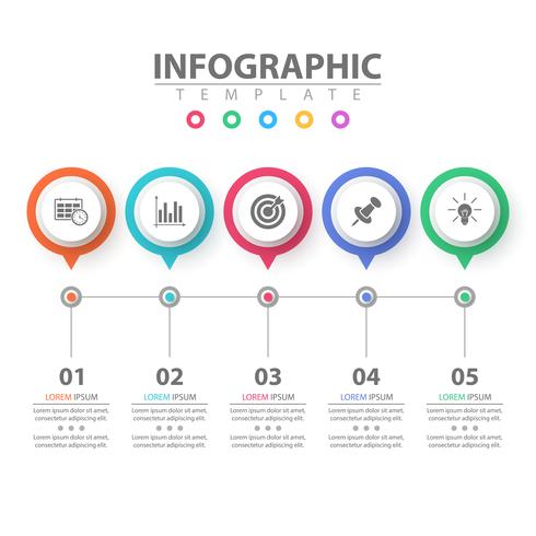 Infográfico de negócios. Modelo de origami de papel. vetor