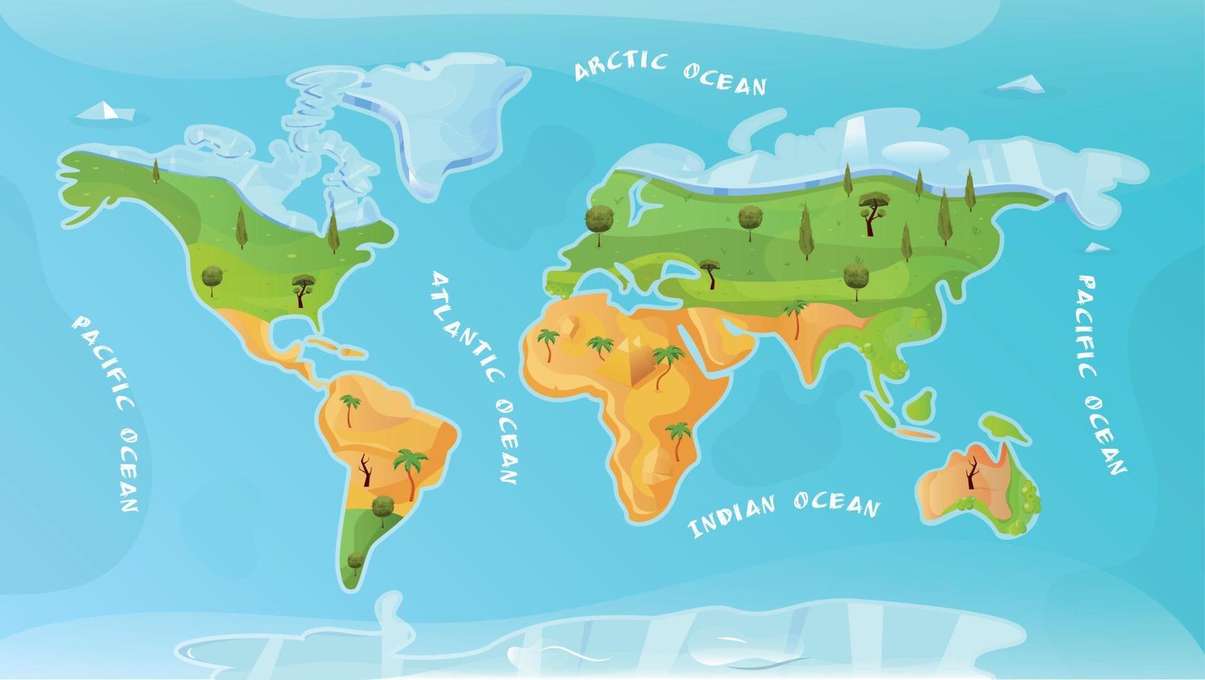fundo plano do mapa do oceano mundial vetor