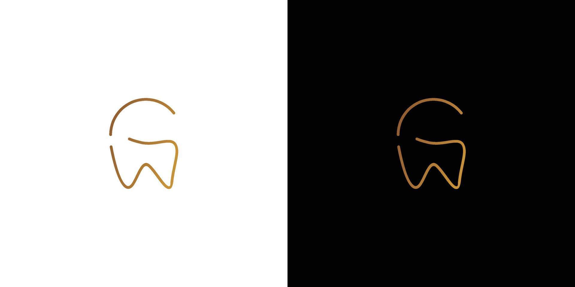 Design do logotipo do dentista com iniciais da letra g simples e moderno vetor