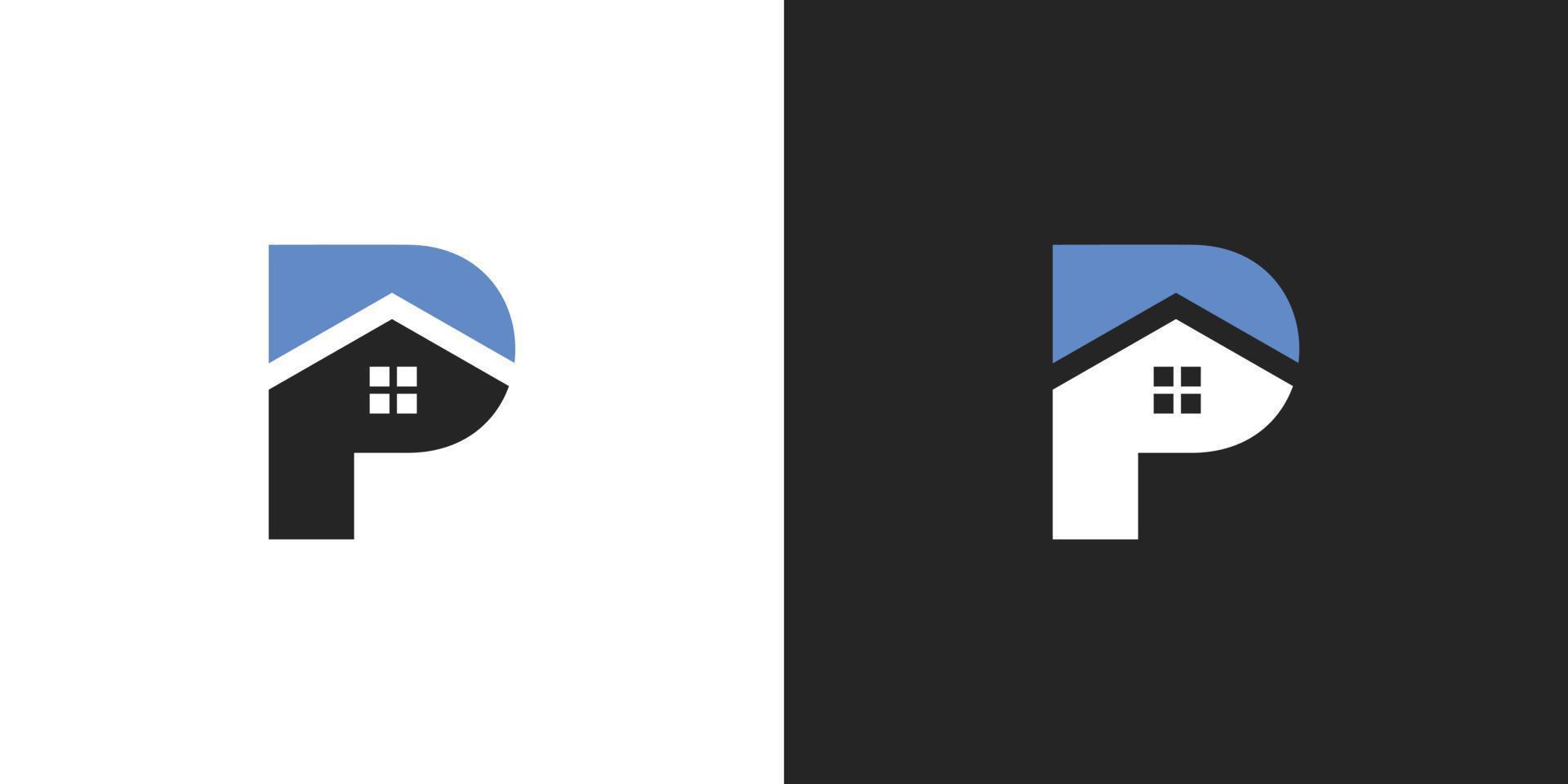 o logotipo inicial da letra p no formato de uma casa é adequado para imóveis e outros vetor