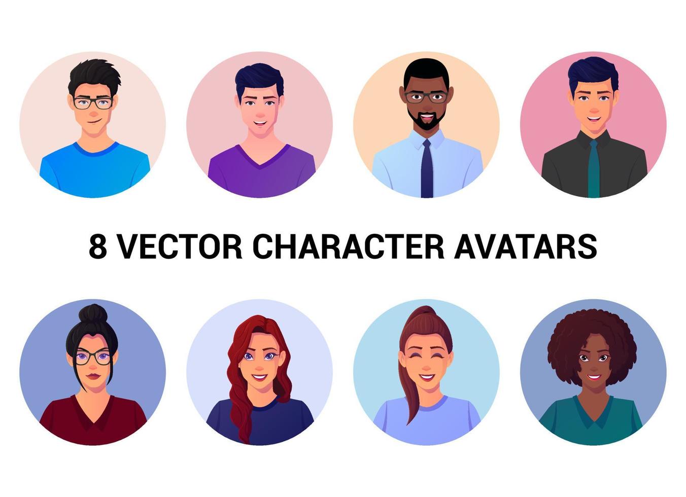 conjunto de ilustração vetorial premium de avatares e retratos de diferentes pessoas vetor