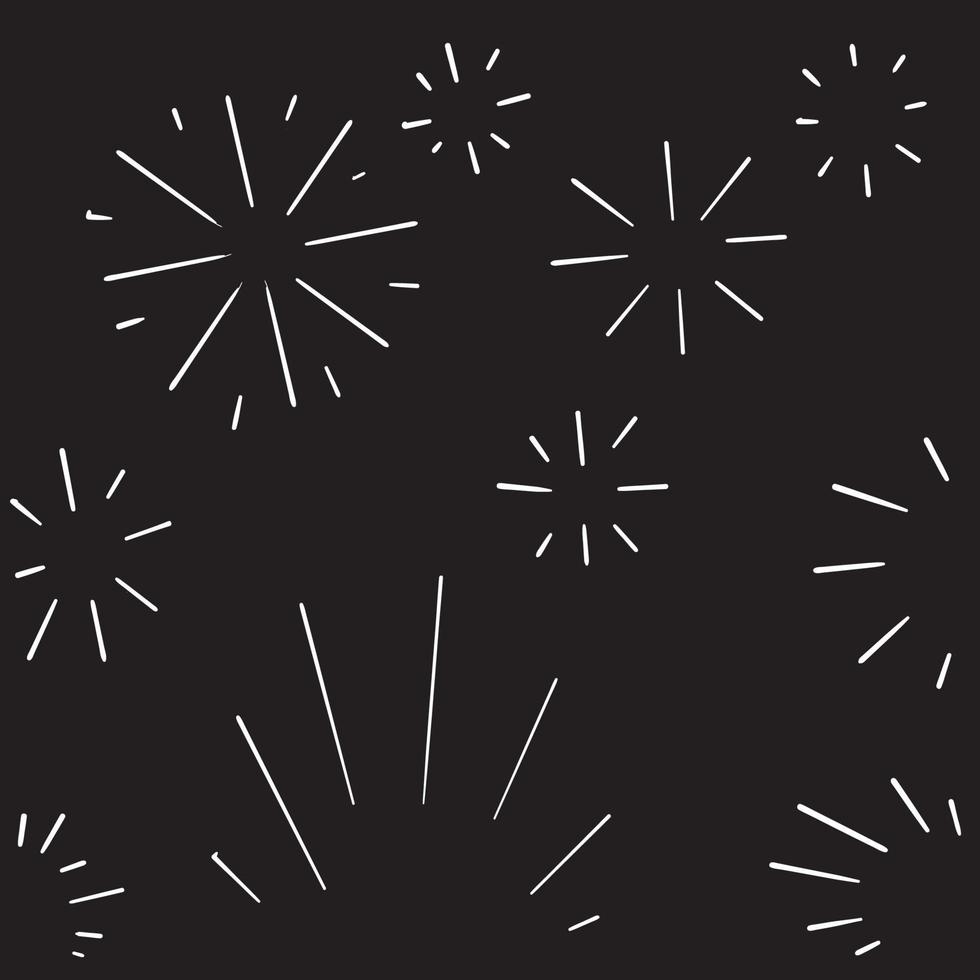 desenho de mão de ícone de explosão de fogos de artifício doodle vetor
