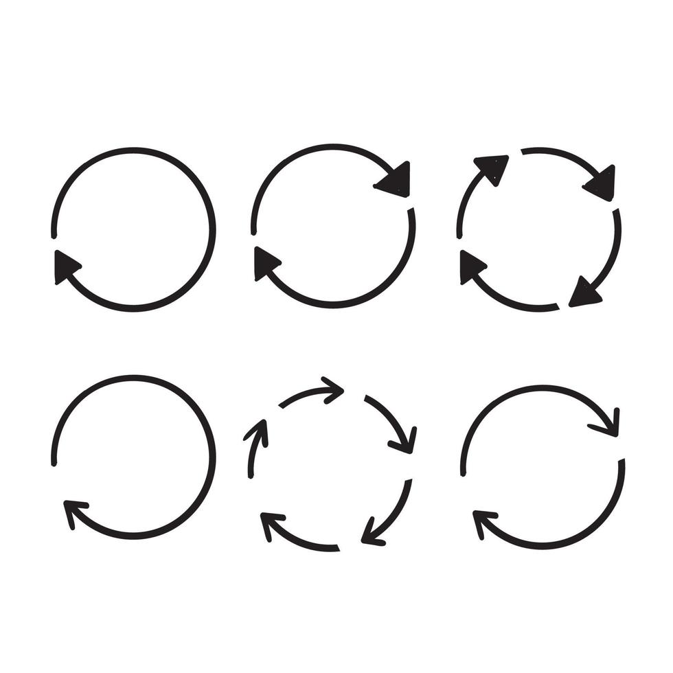 vetor de coleção de seta circular de doodle desenhado à mão