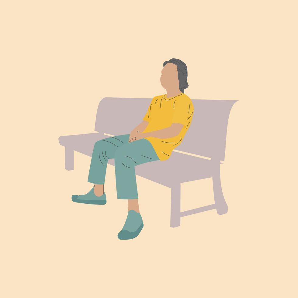 ilustração plana de um homem sentado e relaxando. ilustração vetorial vetor