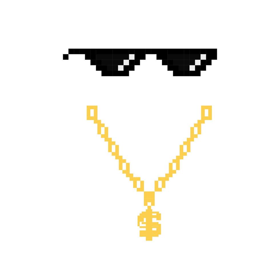 óculos de meme black thug life no estilo pixel art vetor