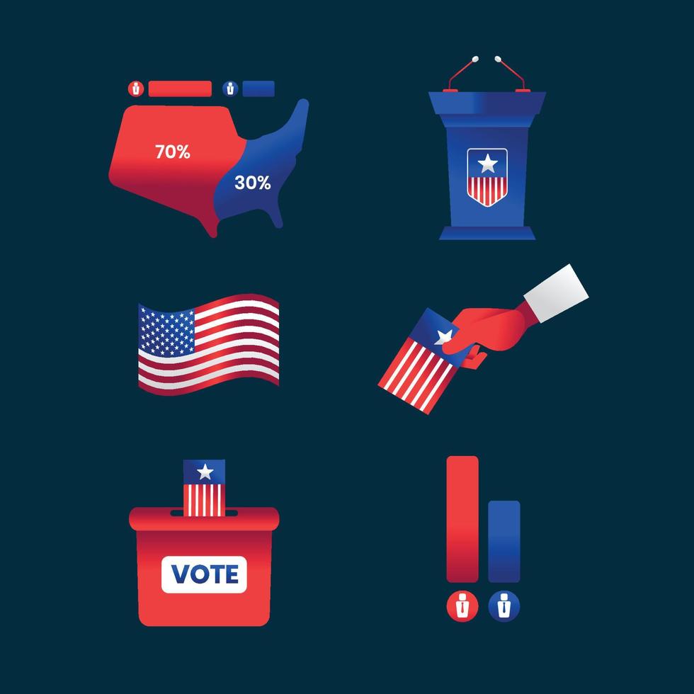 conjunto de ícones do dia da eleição vetor