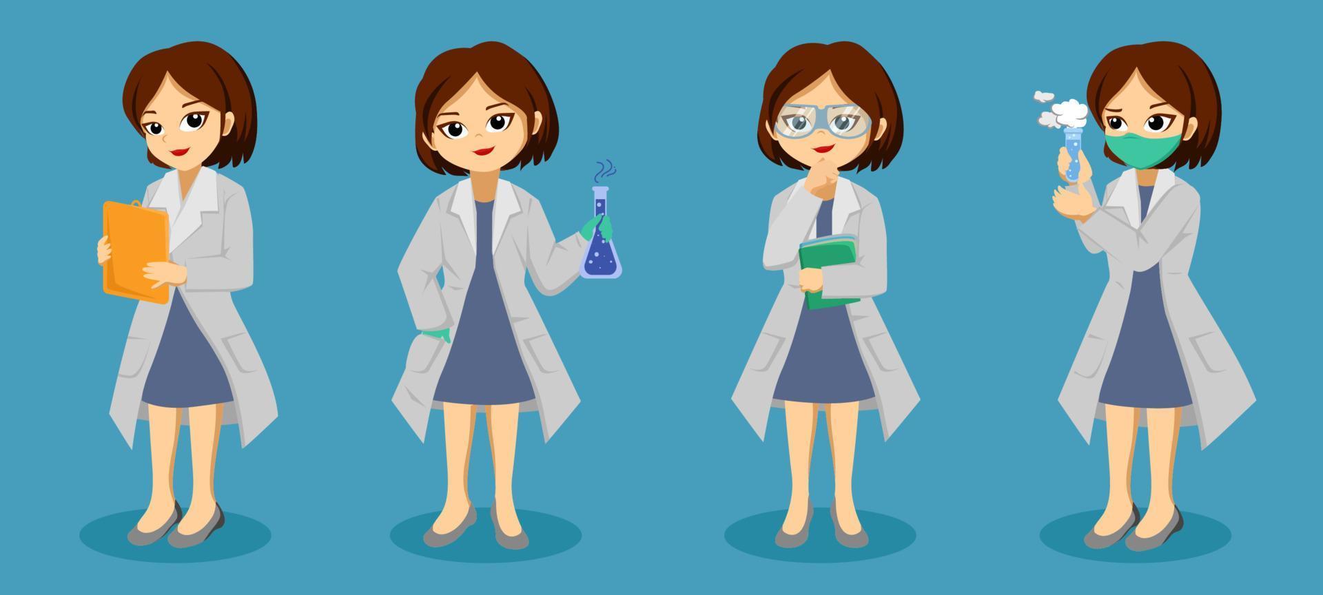 conceito de coleção de personagem mulher cientista vetor