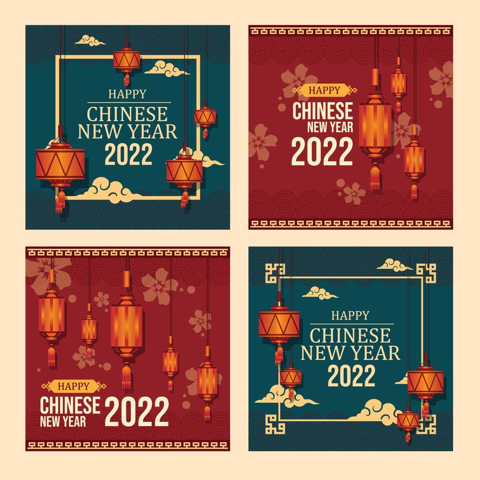 postagens de mídia social do ano novo chinês de 2022 vetor