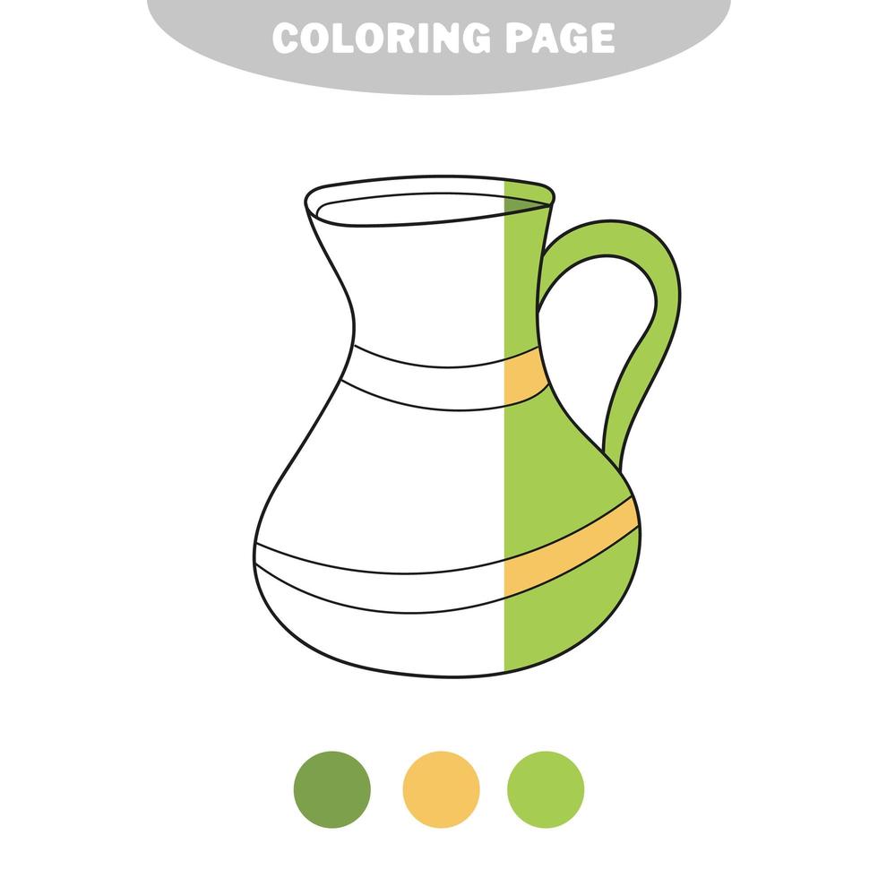 página para colorir simples. uma ilustração em vetor de contorno de um jarro de água isolado